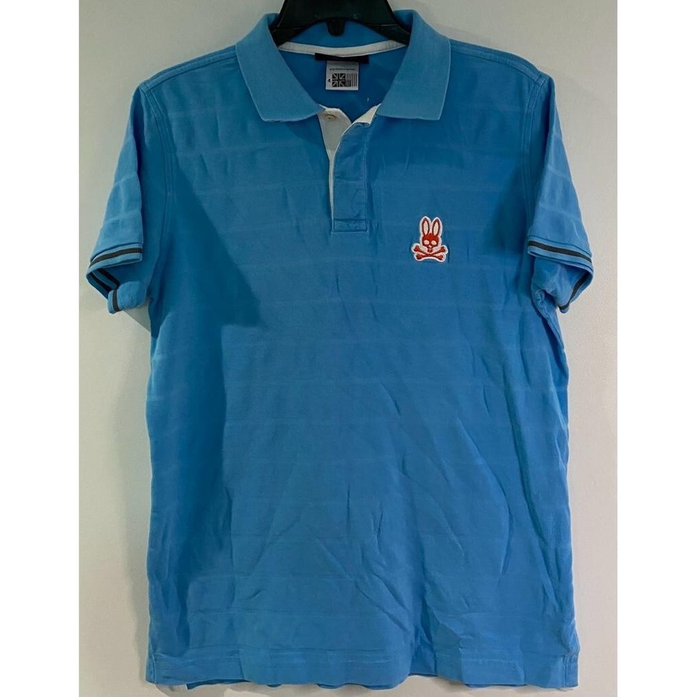Psycho Bunny Blue Polo Shirt by Robert Godley - Size 4 - Classic Logo - Stylish